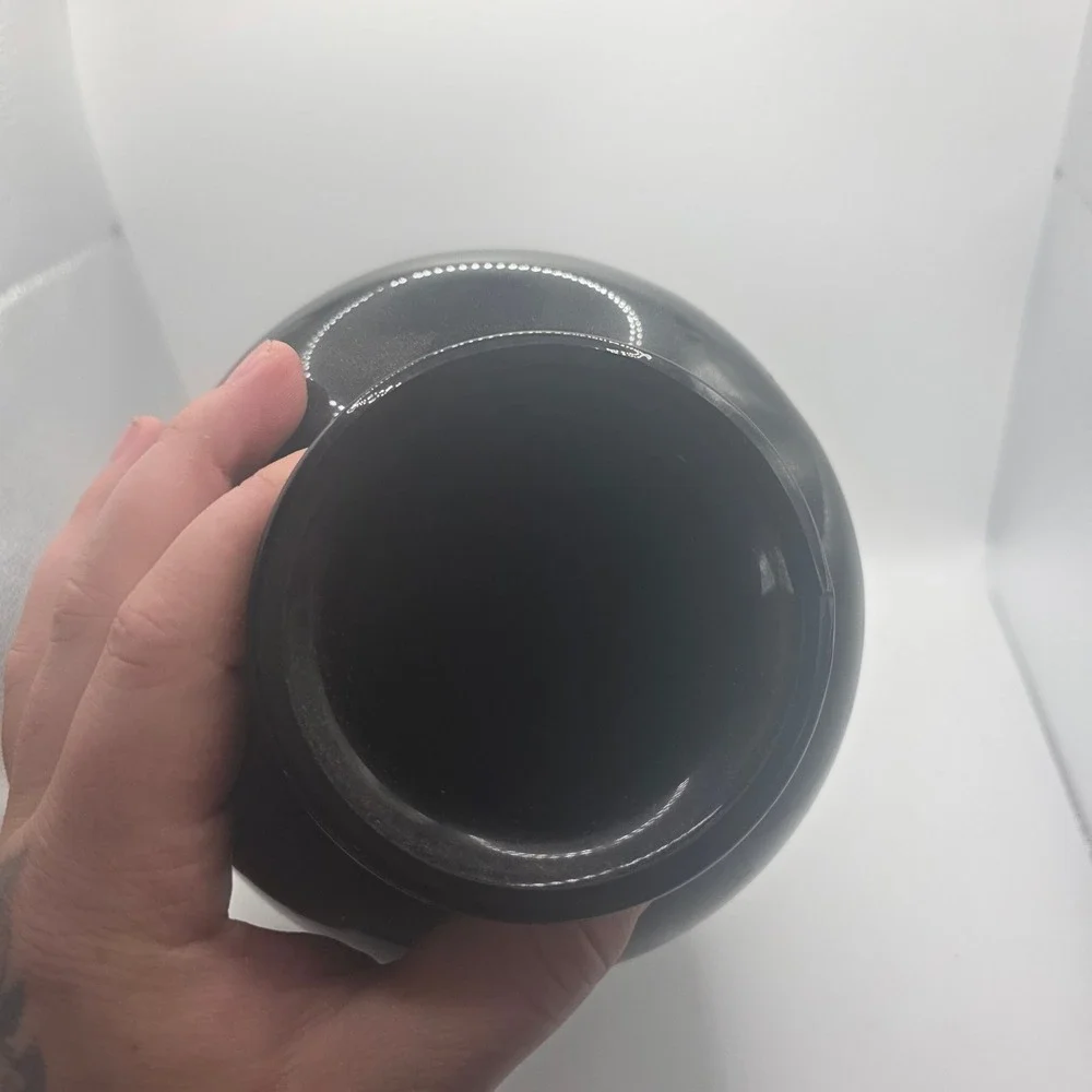 Modern Glossy Black Glass Vase Minimalist Contemporary Home Decor Centerpiece